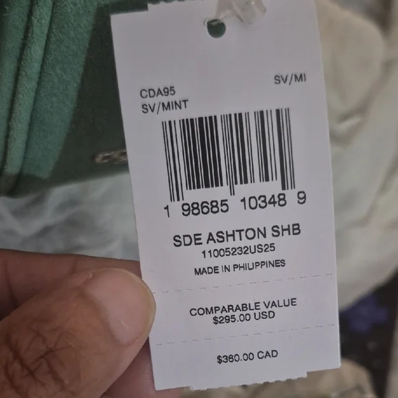 Coach Ashton Mint Green Suede Shoulder Bag with Buckle Pockets NWT - Picture 10 of 11